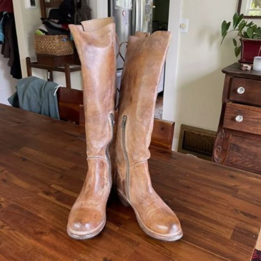 New Women’s Bed Stu Manchester Tall Boots US 7.5 EU 38 Distressed Taupe $345
